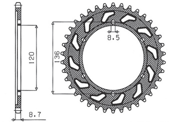 Zębatka tylna 864 44 yamaha xj 600 h,n 84-91, yx 600 radian 86-87 (jtr862.44) (łańc. 530) (86444jt)