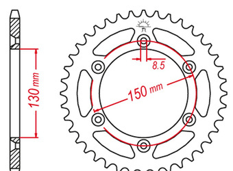 Zębatka tylna aluminiowa kolor czarny 270 51 (27050) yamaha yz/yzf '99-'21, wrf '01-'21 (jtr251.51) (łańc. 520)