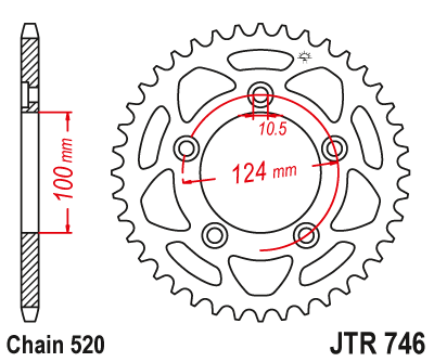 Zębatka tylna 4444 39 ducati scrambler 1100 '18-'19 (444439jt) (łańc.520)