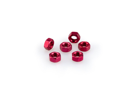 Śruby z anodyzowanego aluminium blister 6 nakrętek m5 czerwone