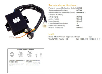 Dze moduł zapłonu cdi yamaha yfm350 warrior 90-95 (3gd-85540-20-00) (vic-14602)
