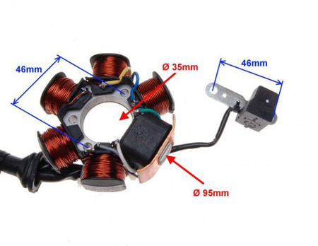 Stator iskrownik 6 cewek do Piaggio FREE 50 SFERA 50 ZIP 50 NRG 50
