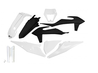 Komplet Plastików Z Osłonami Teleskopów (Amortyzatorów) Ktm Exc 125 '20-'21, Exc 250 / 300 '20-'23, Exc-F 250 / 350 / 450 / 500 '20-'23 Kolor Oem Biały Czarny