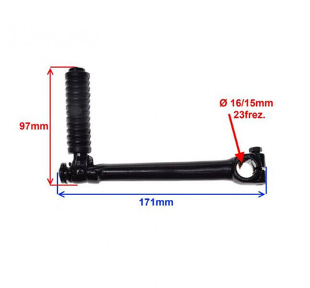 Dźwignia rozrusznika czarna silnik YX140 Pitbike MRF CROSS wałek 15/16 mm