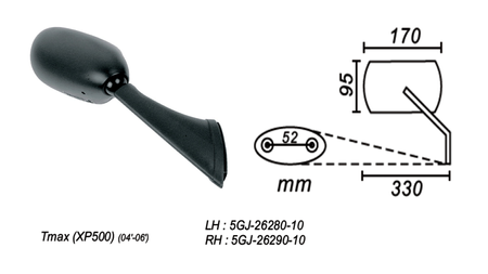Lusterko yamaha tmax xp500 2004-06 prawe power force  lutfy-230-p