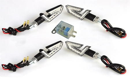 KIERUNKOWSKAZY LED PIORUN HOMOLOGACJA E8 4 SZT + PRZERYWACZ