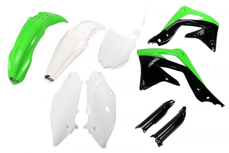 Komplet Plastików (Full Kit) Z Osłonami Teleskopów (Amortyzatorów) Kawasaki Kxf 450 '13-'15 Kolor Oem (Zielony/Biały/Czarny) (Ka220e999)