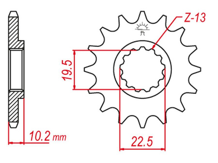 Zębatka przednia 435 13 suzuki rm 250 '87-'12, dr 250 '90-'93 (jtf432.13)
