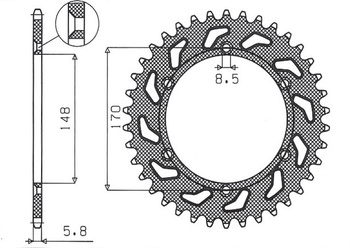 Zębatka tylna 804 42 suzuki dr 600 (85-89), dr 650 (90-95) (jtr828.42) (łańc. 520) (80442jt)