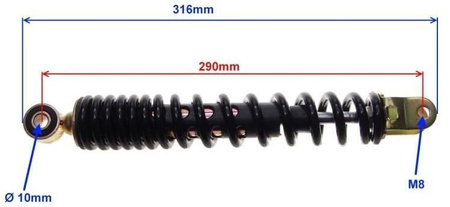 Amortyzator tylny do skutera Długość 290mm