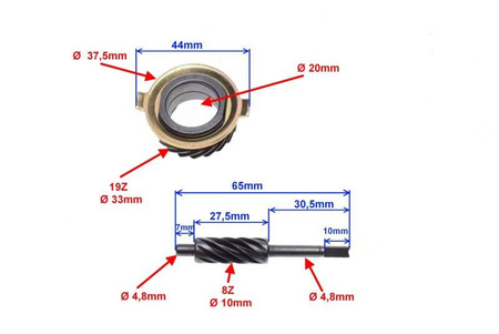 Wkład napędu licznika skuter 4T Bęben hamulca z Przodu