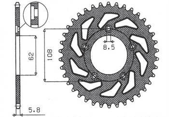 Zębatka tylna 714 39 aprilia rs 125 '93-'05 (jtr701.39) (łańc. 520) (71439jt)