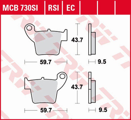 Klocki hamulcowe kh346 organic honda cr 125 / 250 02-07, crf 450 02-17, tył