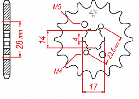 Zębatka przednia zdawcza do motocykla typ 420 14Z