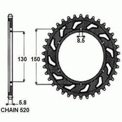 Zębatka tylna aluminiowa sunstar YAMAHA YZ/YZF/WRF '99-'18 SUN5-3592-48BK