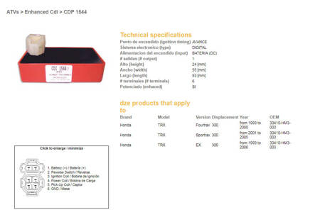 Dze moduł zapłonu cdi honda trx300 fourtrax 93-00, ex 93-06, sportrax 01-05