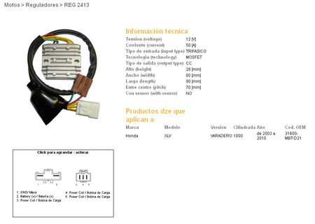 Dze regulator napięcia honda xl1000v varadero '03-'11 (31600-mbt-d21) mosfet (50a) (fh008aa)