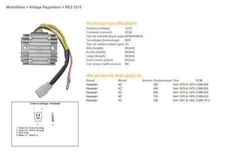 Dze regulator napięcia kawasaki kvf (21066-1013/029) (esr600)