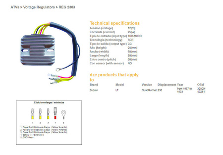 Dze regulator napięcia kawasaki kz1000a2, ltd, a1, z1r (esr101)