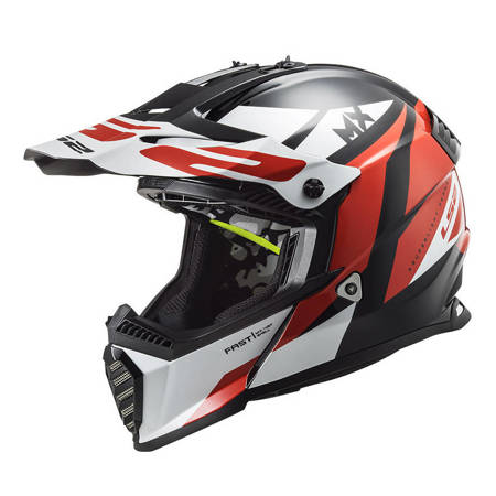 Kask enduro LS2 MX437 Fast Evo Strike Black White Red