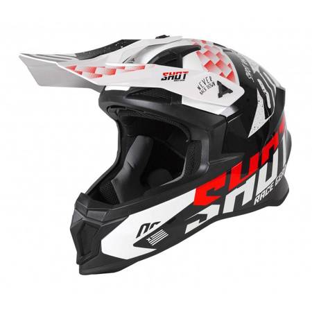 Kask enduro Shot Lite Rush czarny/biały/czerwony połysk