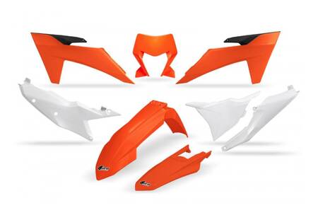 Komplet Plastików Ktm Exc 150 / 250 / 300 Tbi '24-'25, Exc-F 250 / 350 / 450 / 500 '24-'25 Kolor Oem Pomarańczowy Biały