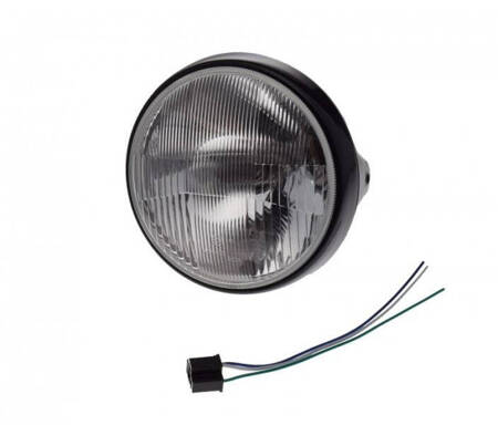 Lampa przód reflektor 7 cali H4 12V czarna E-Mark ECE