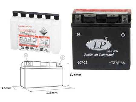 Landport akumulator ytz7s-bs 12v 6ah 113x70x105 (gtz7s) bezobsługowy - elektrolit osobno (6) ue2019/1148