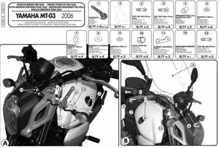 Mocowanie szyb 245a, 245n, 246 yamaha mt 03 600 (06-14)