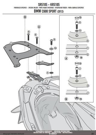 Stelaż Kufra Centralnego Bmw C 600 Sport (12-15) ( Z Płytą Monokey )