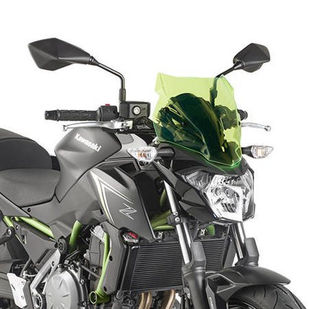 Szyba kawasaki z 650 (17-20) 28 x 33 cm lime z podświetlanymi krawędziami z mocowaniami