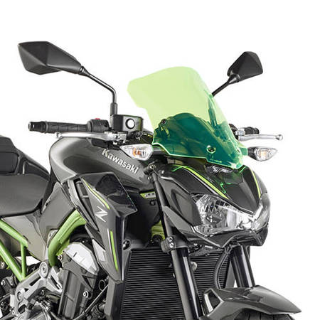 Szyba kawasaki z 900 (17-18) 37 x 32 cm lime z podświetlanymi krawędziami z mocowaniami