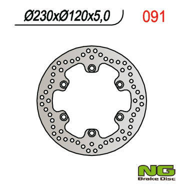 Tarcza hamulcowa tył kawasaki klr 650 '90-'07, kle 500 '91-'07 (230x120x5) (6x10,5mm)