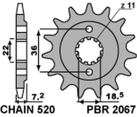 Zębatka przednia 2067 14 18nc honda crf 250l '13-'20 (jtf1321.14) (można stosować jako 2506 14 oraz 2261 14) (łańc. 520) (std.)