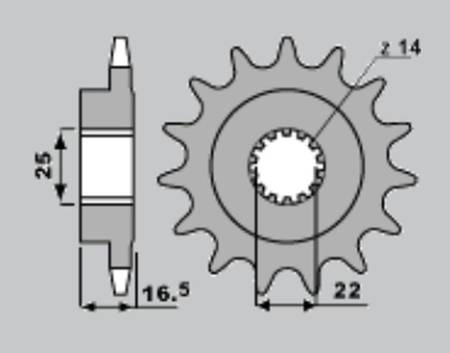 Zębatka przednia 2114 15 ducati 848 '08-13, 749 '03-'06, hypermotard 1100 '07-12, monster 1100 '09-13, 1198 '09-11 (jtf741.15) (łańc. 525)