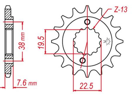 Zębatka przednia 2116 14 suzuki ltr 450 '06-'10, ltz 400 '03-'12, rmx 450 '10-'13, kawasaki kfx 400 '03-'06, hyosute 450 (jtf1401.14) (łańc. 520)