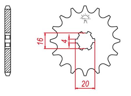 Zębatka przednia 416 14 suzuki rm 80 '97-'01 (+1), rm 85 '02-'18 (+1), yamaha yz 80 '81-'01 (+1) (jtf416.14)