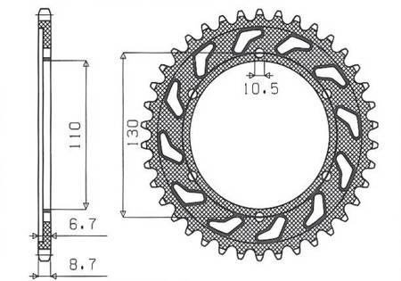 Zębatka tylna 241 39 yamaha x1300 '04-'06, mt-01 '05-'11 (jtr479.39) (łańc. 530) (24139jt)