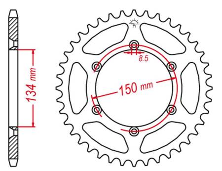 Zębatka tylna aluminiowa kolor srebrny 489 51 (48951) kawasaki kx/kxf 125/250/450 '83-'22 (jtr460.51)