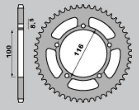 Zębatka tylna aluminiowa kolor zielony 464 52 kawasaki kx 60 '83-'03, kx 80 '83-'85 ,suzuki rm 60 k3 '03 (łańc. 420)