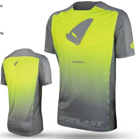 koszulka rowerowa mtb / e-bike terrain sv1 jersey made in italy (krótki rękaw) kolor szary/zółty fluo rozmiar l - kolekcja 2023