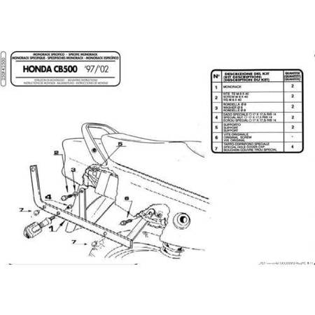 stelaż kufra centralnego honda cb 500 (97-05), cb 500s (00-05) ( bez płyty )