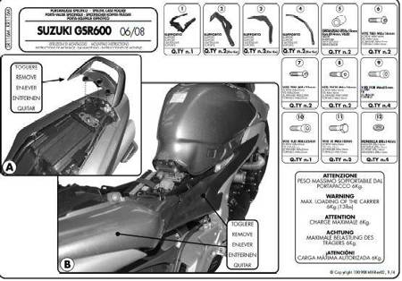 stelaż kufra centralnego suzuki gsr 600 (06-11) ( z płytą monolock )