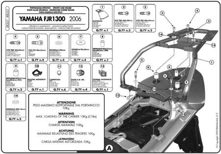 stelaż kufra centralnego yamaha fjr 1300 (06-12) ( z płytą monokey )