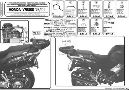 stelaż kufrów bocznych monokey honda vfr 800 (98-01)