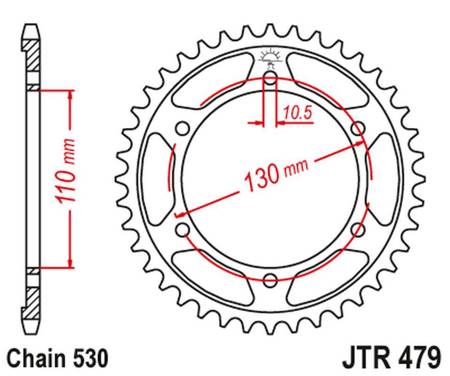 zębatka tylna 241 45 yamaha r1 '04-'08, fz 1 '06-'14, r6b '06-'15 (24145jtzbk) (łańc. 530) kolor czarny